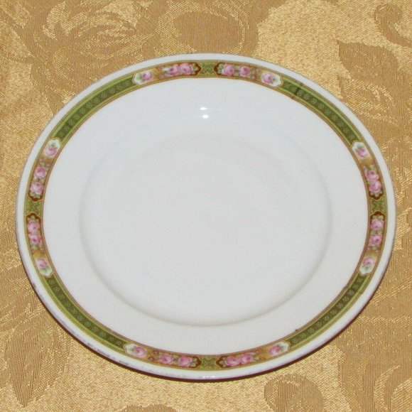 6 Antique Bread or Cake Plates Romeoff by MZ ALTROHLAU Green Band CZECHOSLOVAKIA - Picture 2 of 4